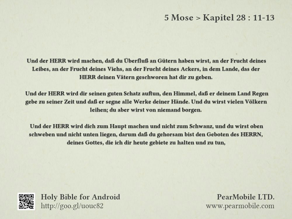 5 Mose, Kapitel 28:11-13